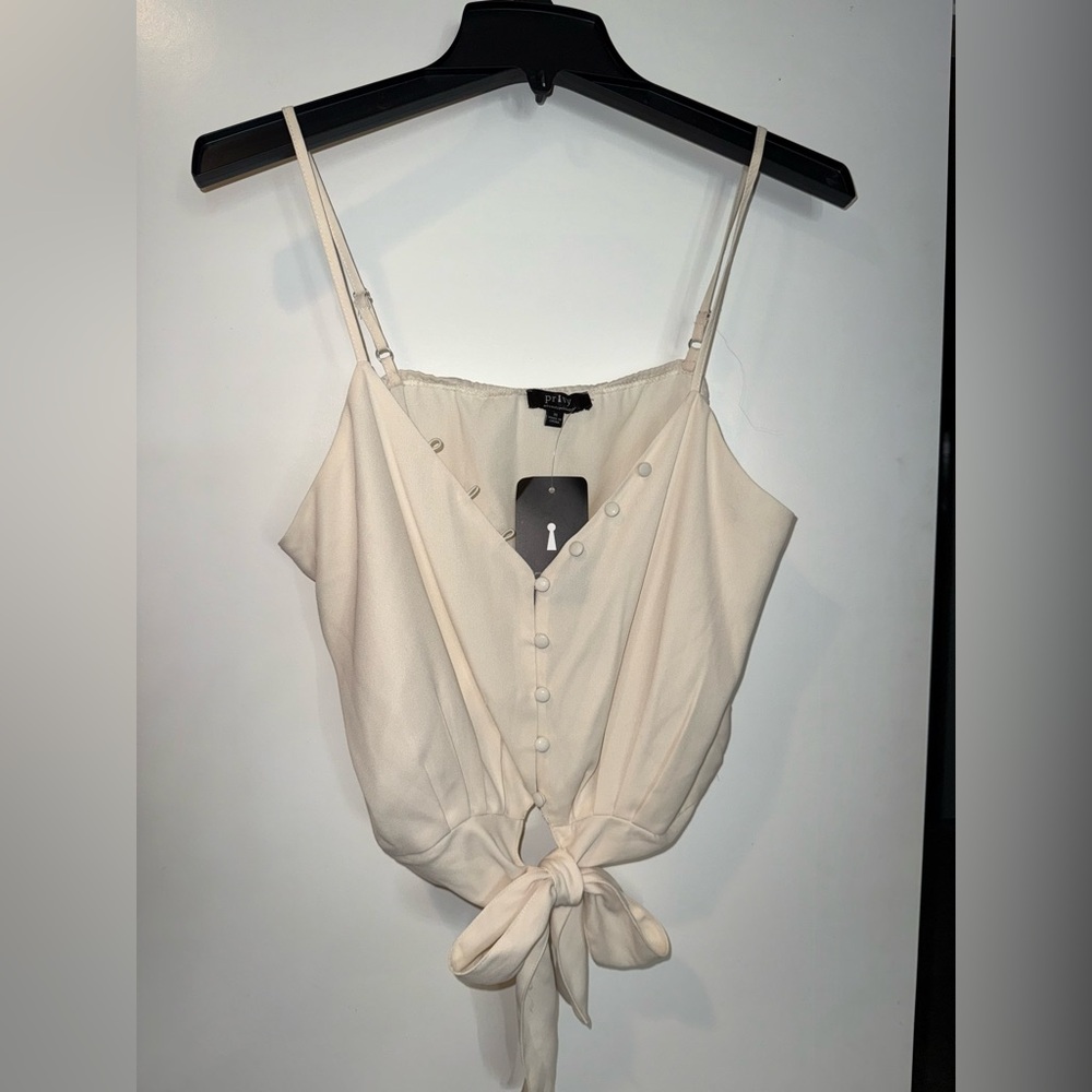 Privy Cream Sleeveless Tie-Front Camisole NWT
